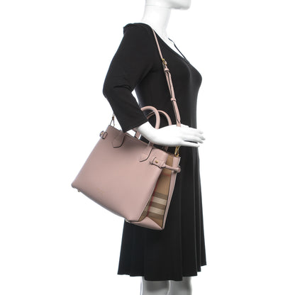 Burberry Grainy Calfskin House Check Medium Banner Tote Pale Orchid 3 of 10