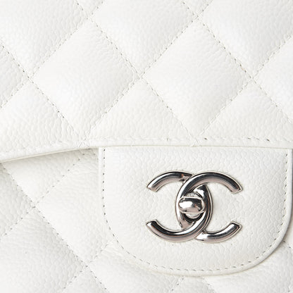 Chanel Caviar Quilted Jumbo Double Flap White 10 of 10