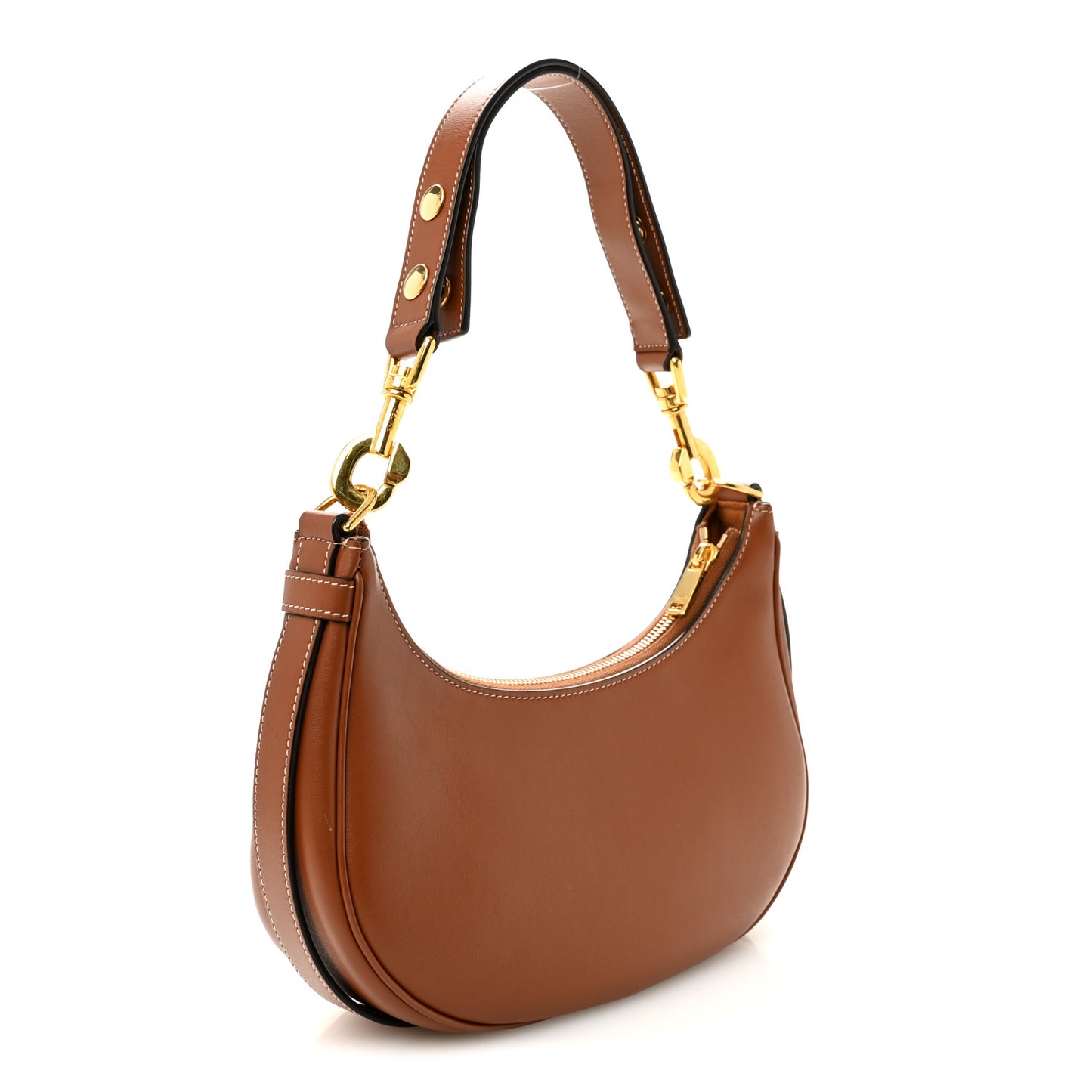 Smooth Calfskin Medium Strap Ava Shoulder Bag Tan
