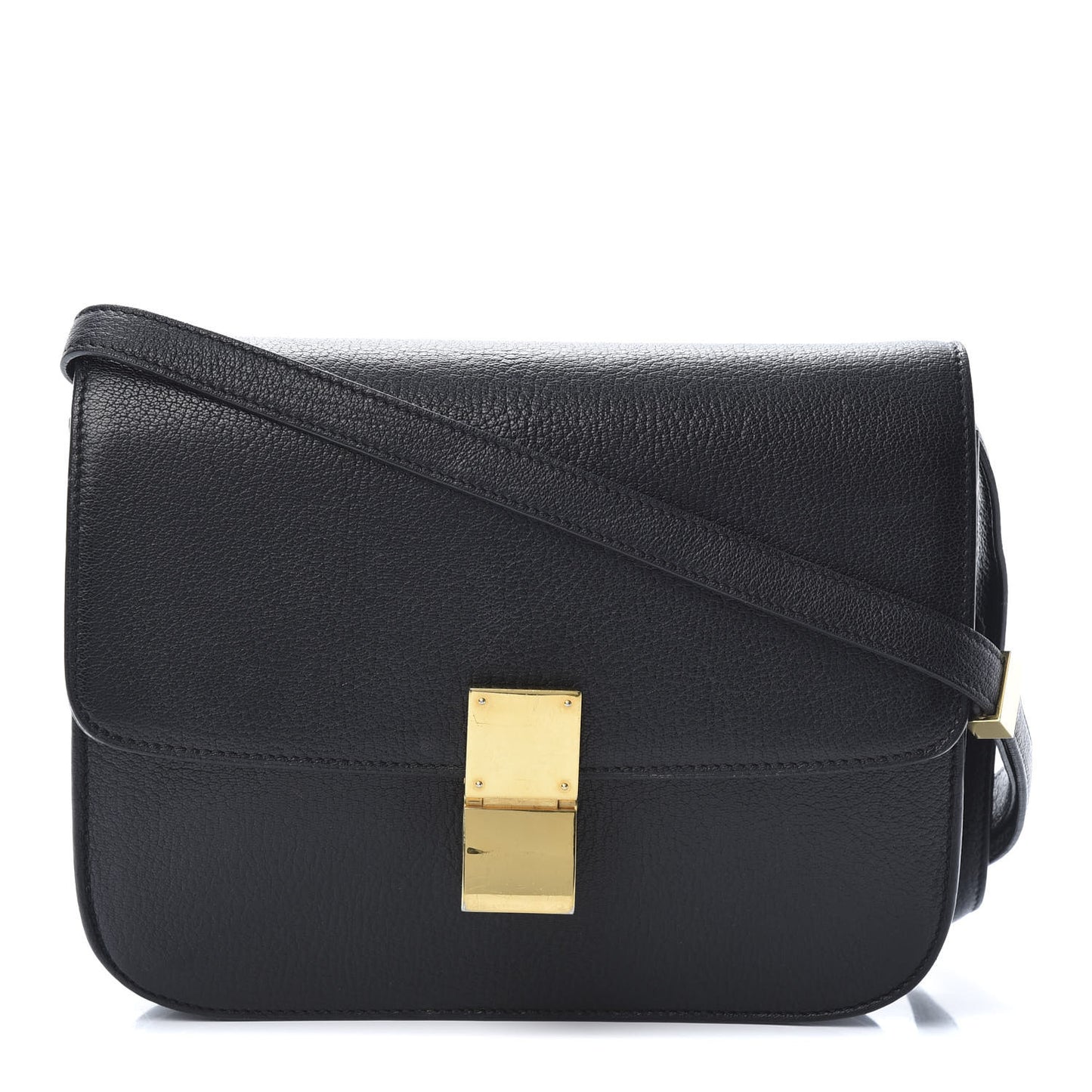 Goatskin Medium Classic Box Flap Bag Black