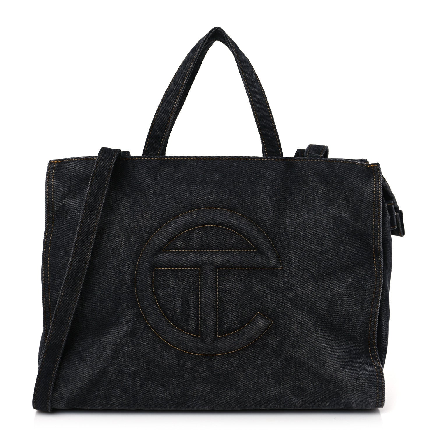 Telfar Denim Medium Shopping Bag Black 1 of 8