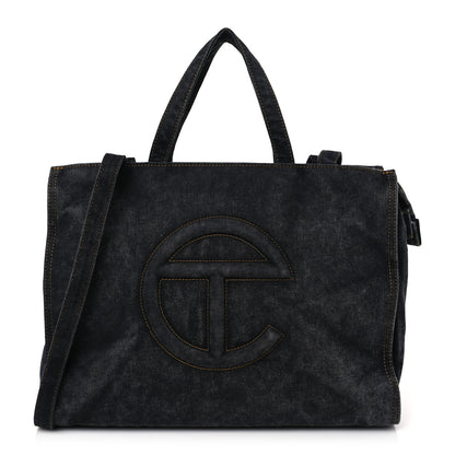 Telfar Denim Medium Shopping Bag Black 1 of 8