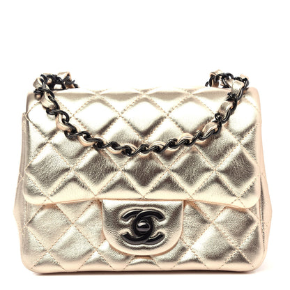 Chanel Metallic Lambskin Quilted Mini Square Flap Gold Black 1 of 11