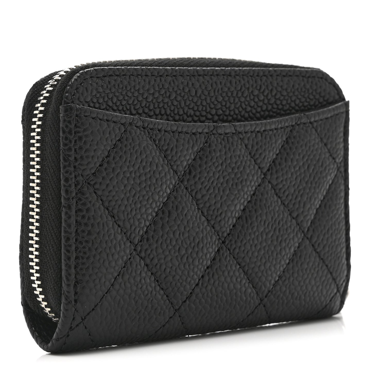 Caviar Quilted Zip Coin Purse Black