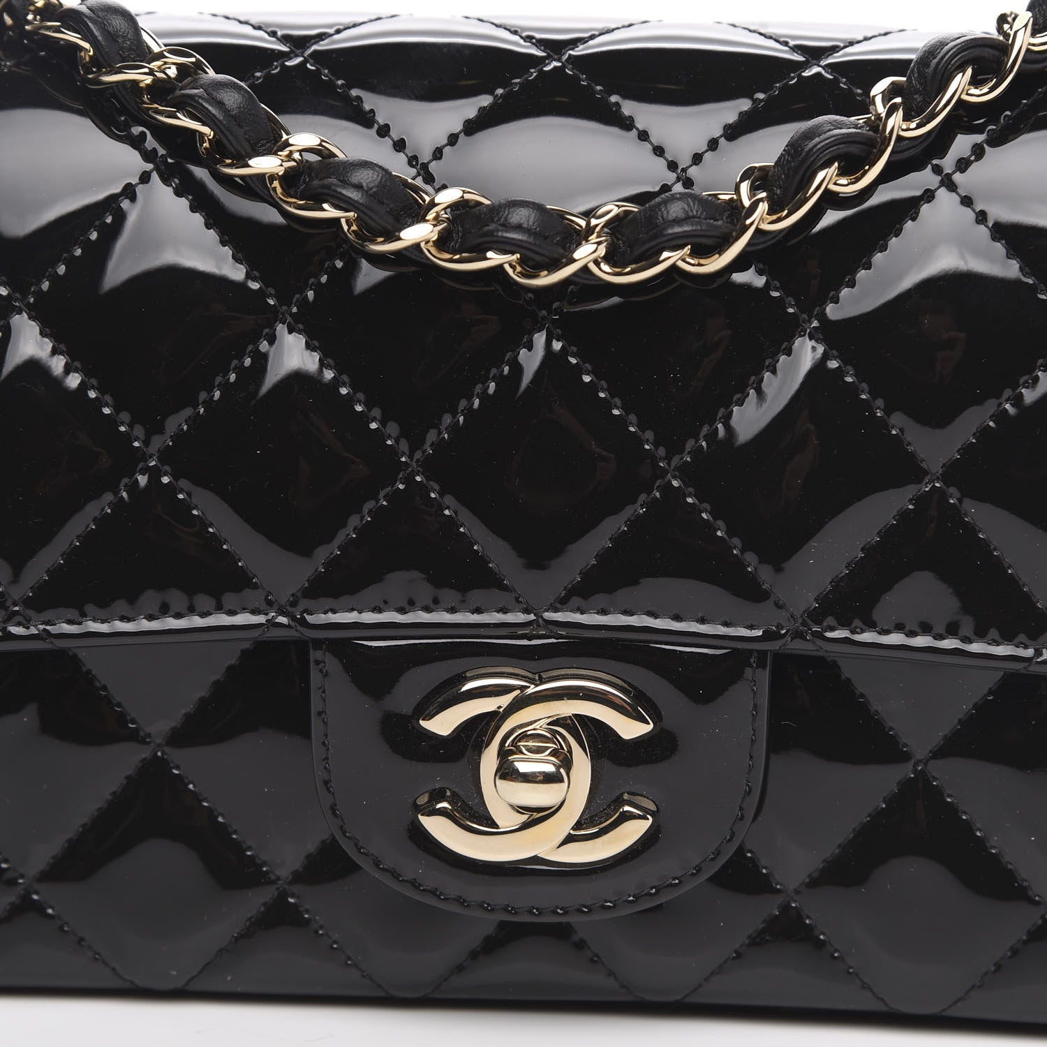 Chanel Patent Calfskin Quilted Mini Rectangular Flap Black 10 of 11