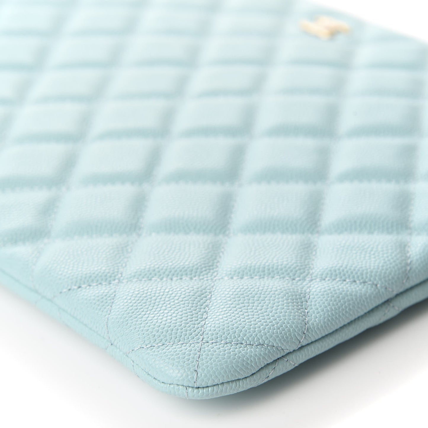 Caviar Quilted Medium Cosmetic Case Light Blue