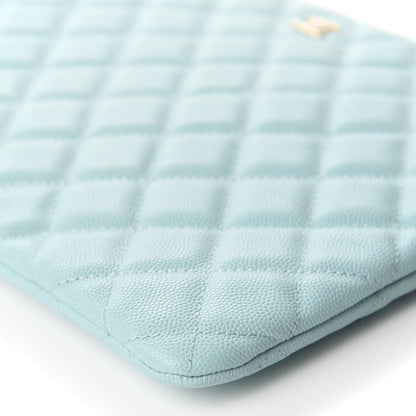 Chanel Caviar Quilted Medium Cosmetic Case Light Blue 7 of 9