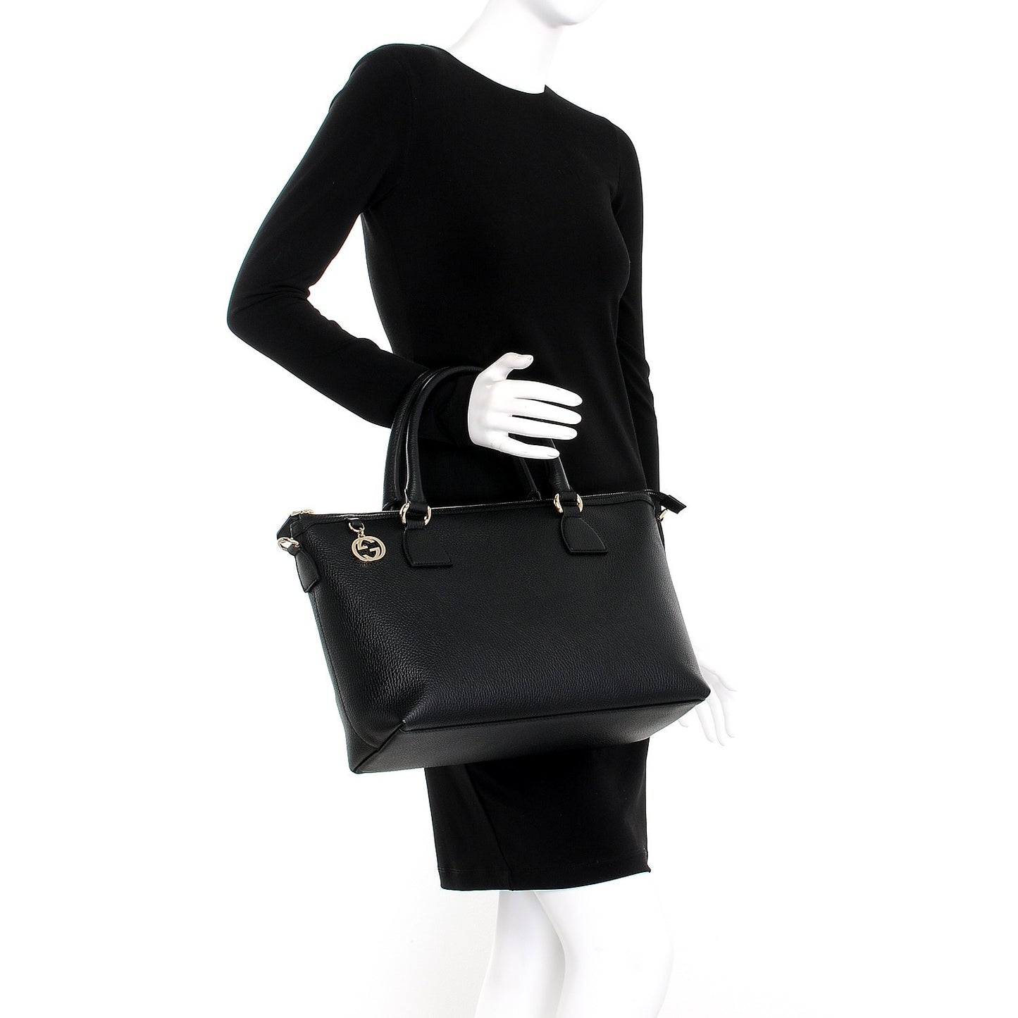 Dollar Calfskin GG Charm Satchel Black