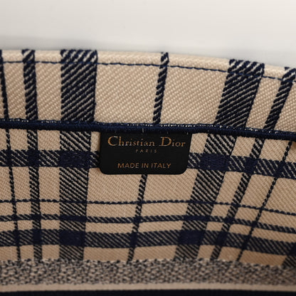 Christian Dior Canvas Embroidered Medium Check'n'Dior Book Tote Blue White 6 of 9