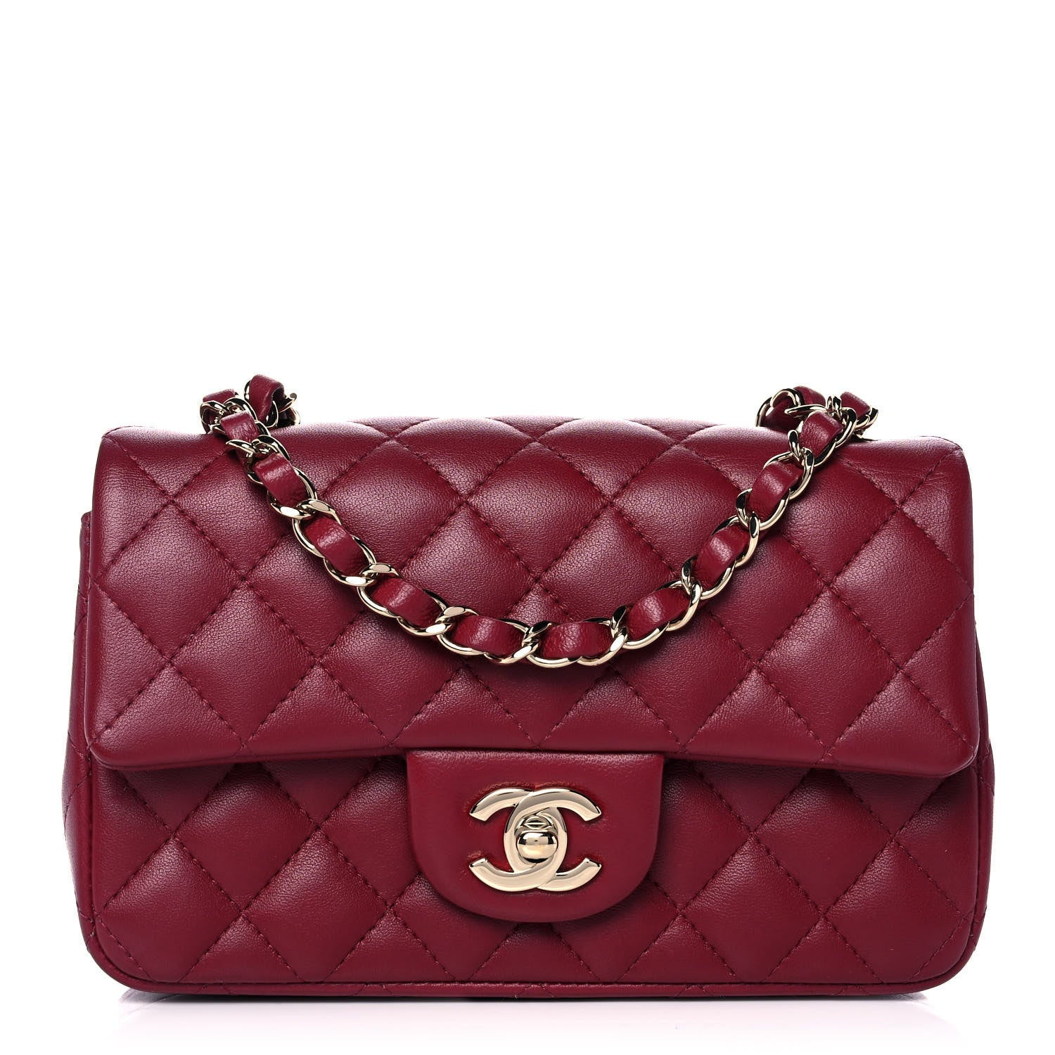 Chanel Lambskin Quilted Mini Rectangular Flap Burgundy 1 of 12