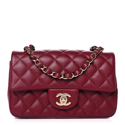 Chanel Lambskin Quilted Mini Rectangular Flap Burgundy 1 of 12