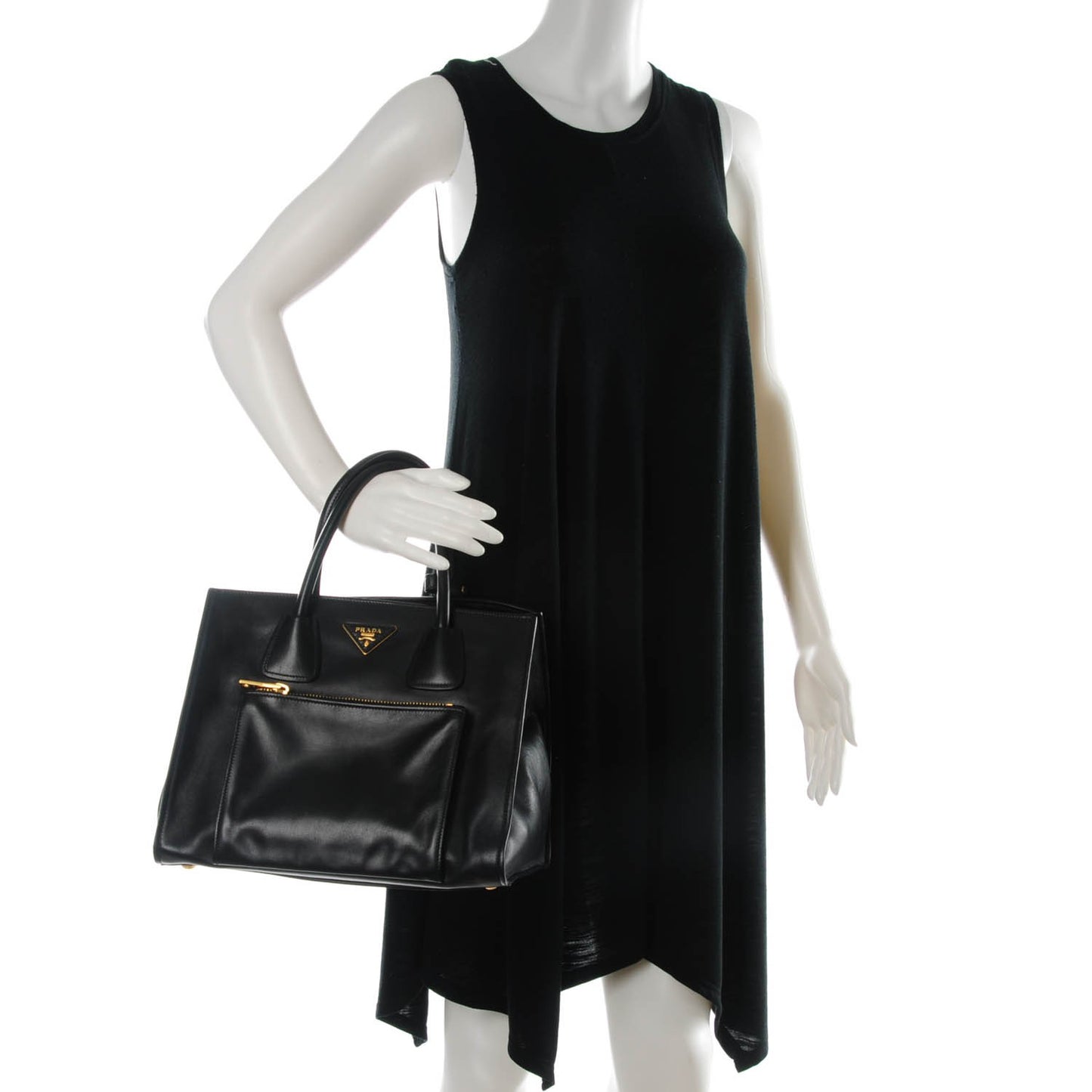 Glace Calf Twin Pocket Tote Nero Black