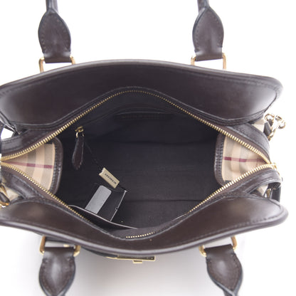 Burberry Haymarket Check Medium Minford Portrait Tote Chocolate 6 of 14