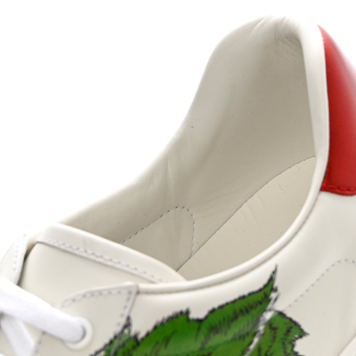 Calfskin Mens Green Panther Print Ace Sneakers 10.5 White