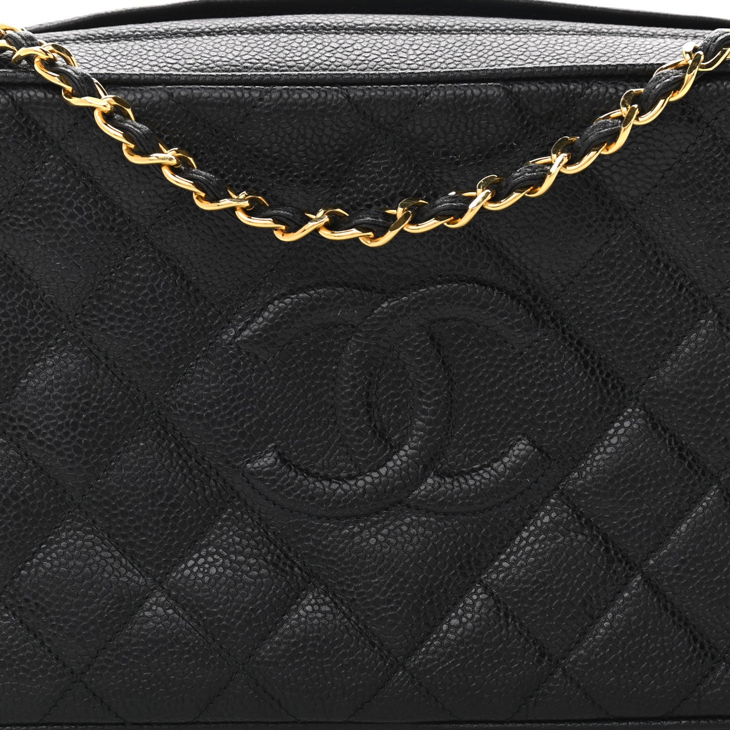 Caviar Quilted CC Camera Case Black