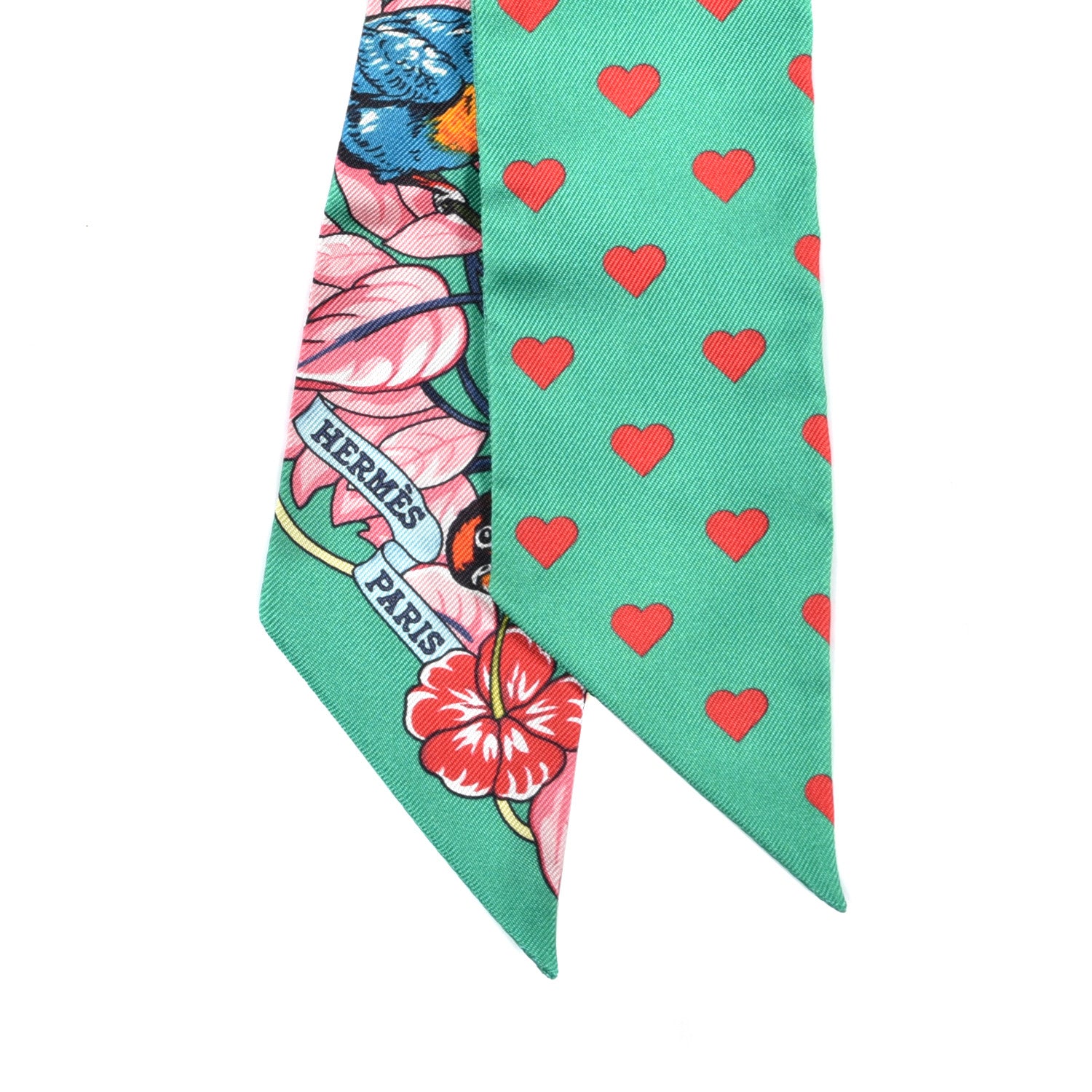 Hermes Silk Jungle Love Love Twilly Emeraude Rose Brun 2 of 4