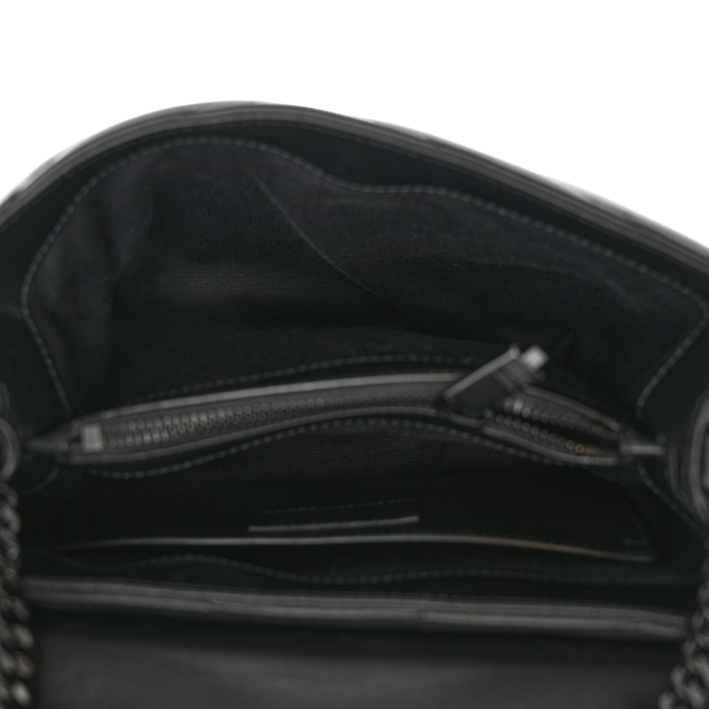 Calfskin Y Quilted Monogram Monochrome Small Loulou Chain Satchel Black