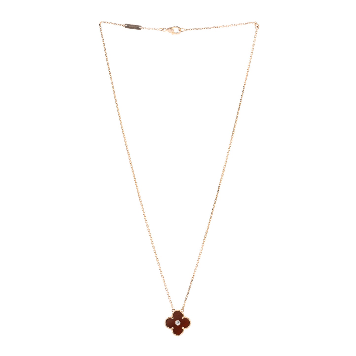 18K Rose Gold Diamond Bulls Eye Vintage Alhambra Pendant Necklace