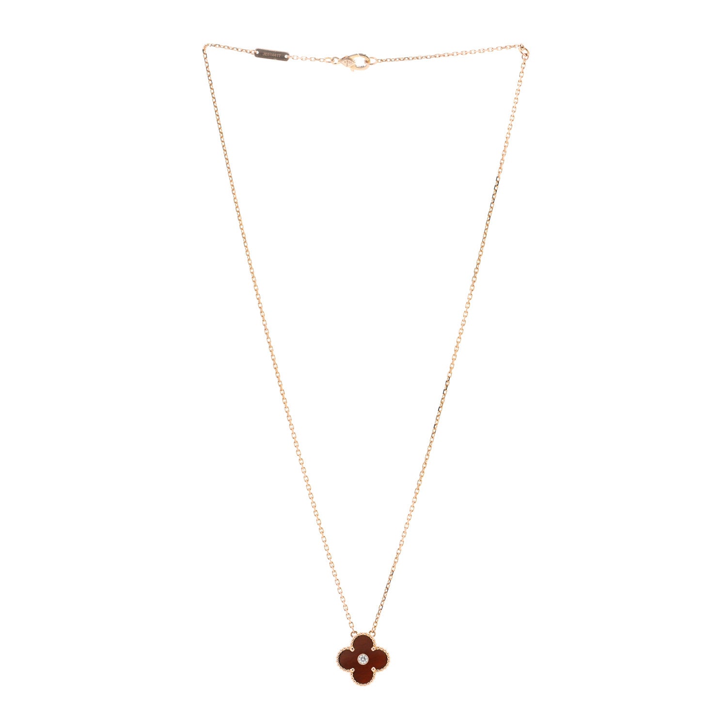 Van Cleef & Arpels 18K Rose Gold Diamond Bulls Eye Vintage Alhambra Pendant Necklace 3 of 4
