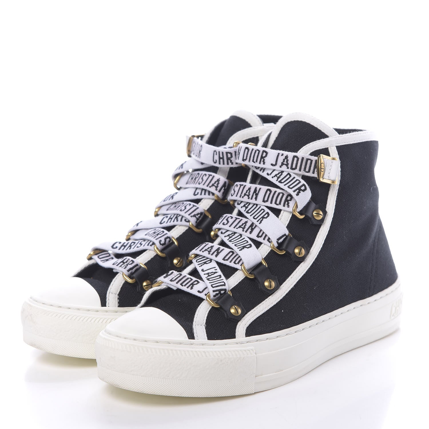 Christian Dior Technical Mesh Calfskin Womens Walk'N'Dior High Top Sneaker 35.5 Black 3 of 10