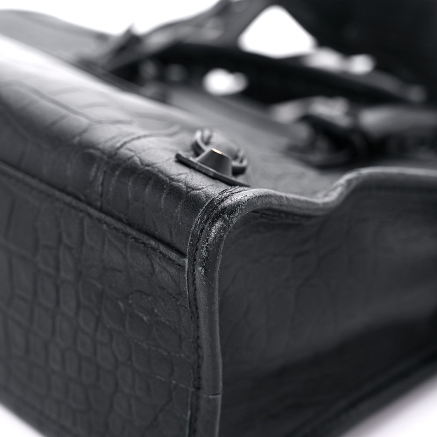 Balenciaga Matte Supple Lambskin Crocodile Embossed Classic Black Hardware S City Black 9 of 14