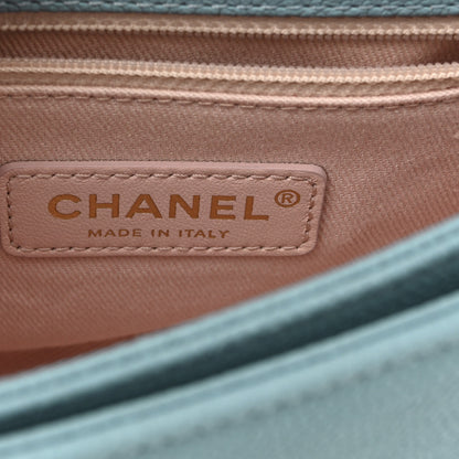 Chanel Grained Calfskin Quilted Small Cuba Top Handle Flap Blue 6 of 10