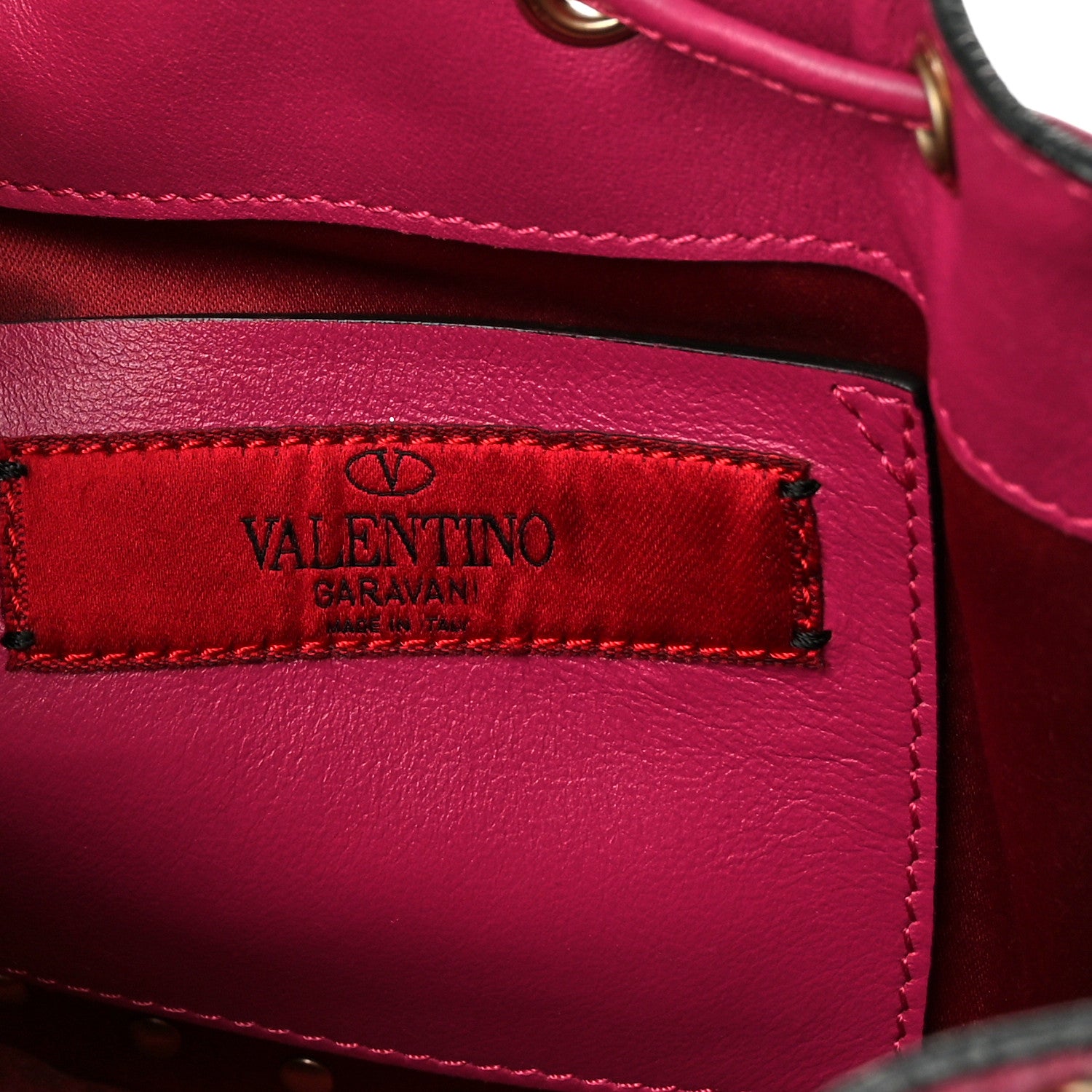 Valentino Garavani Vitello Mini Rockstud Chain Strap Bucket Bag Deep Cyclamin 6 of 9