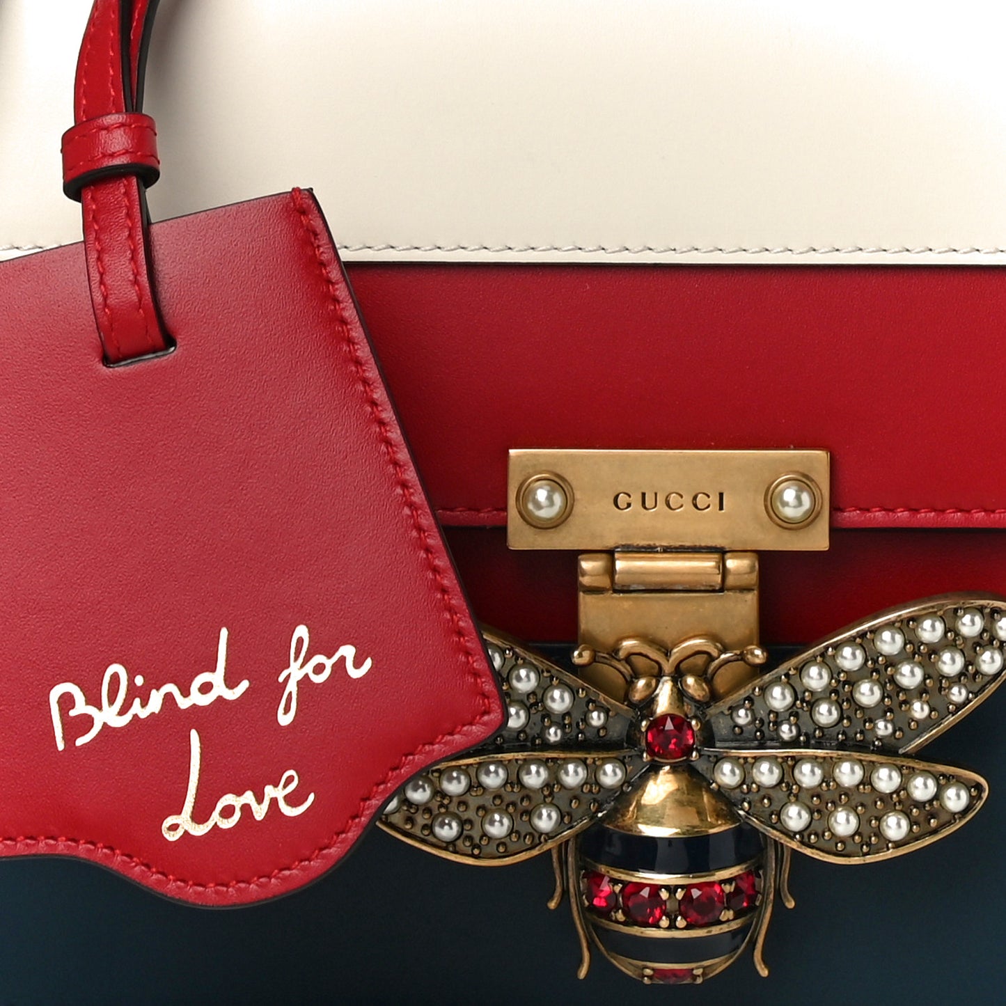 Calfskin Sylvie Web Queen Margaret Shoulder Bag Blue Agata Hibiscus Red Mystic White