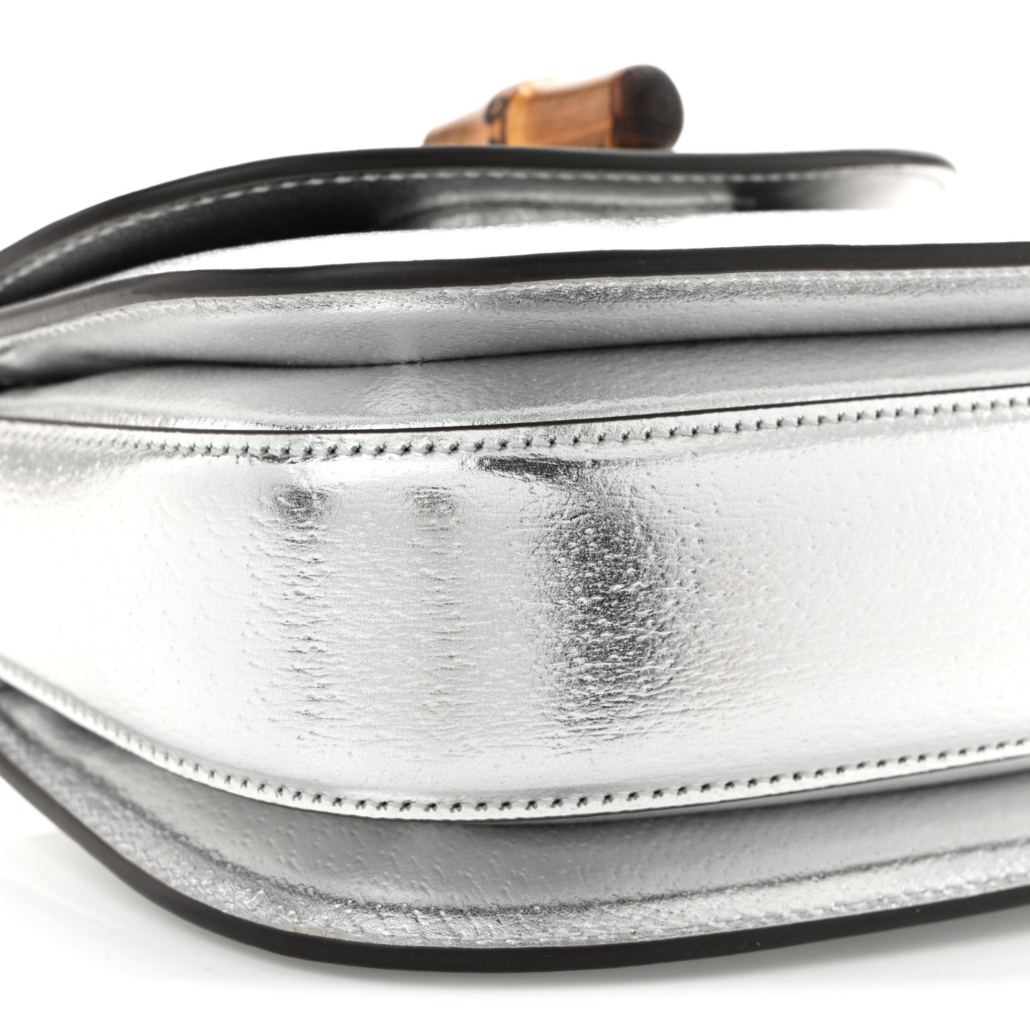 Gucci Boarded Dyana Lux Calfskin Mini Bamboo 1947 Top Handle Bag Silver 9 of 10