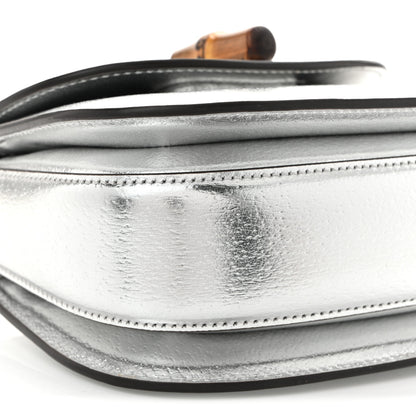 Gucci Boarded Dyana Lux Calfskin Mini Bamboo 1947 Top Handle Bag Silver 9 of 10