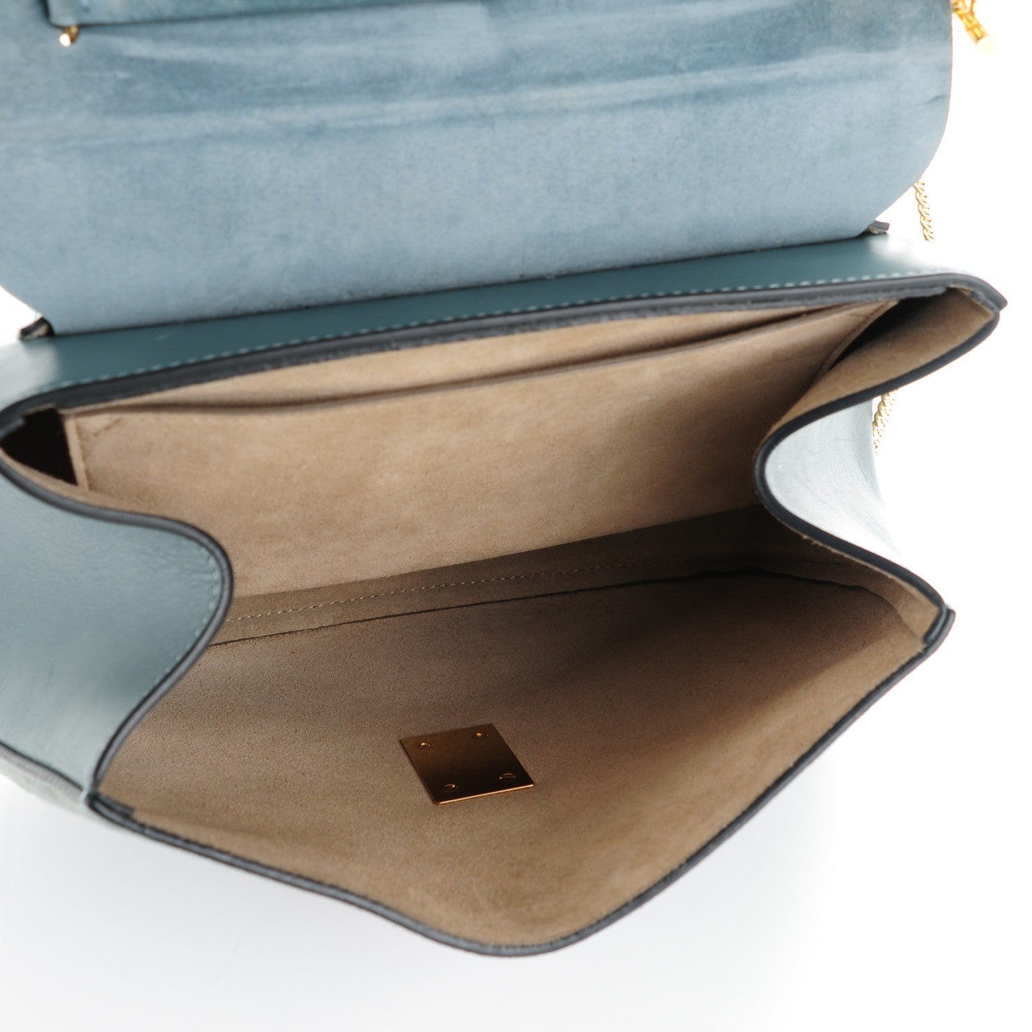 Chloe Suede Smooth Calfskin Medium Drew Shoulder Bag Cloudy Blue 5 of 10