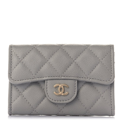 Chanel Caviar Quilted Flap Card Holder Wallet Dark Grey 1 of 8