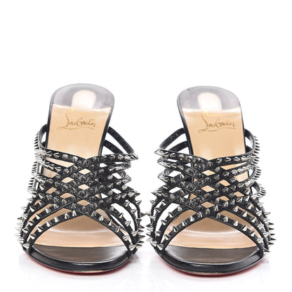 Christian Louboutin Kid Studded Marthaspike 100 Slide Sandals 40 Black Silver 2 of 11