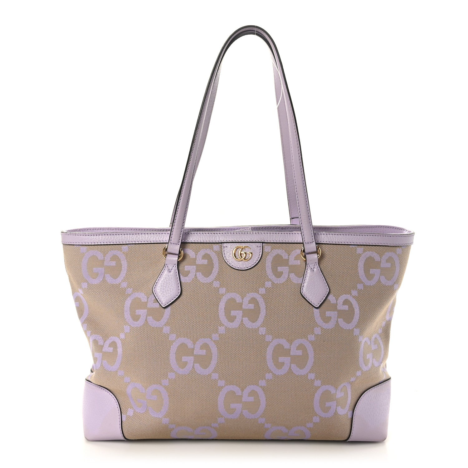 Gucci Monogram Jumbo GG Textured Dollar Calfskin Medium Ophidia Shopping Tote Beige Lapis 1 of 11