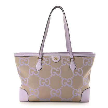 Gucci Monogram Jumbo GG Textured Dollar Calfskin Medium Ophidia Shopping Tote Beige Lapis 1 of 11