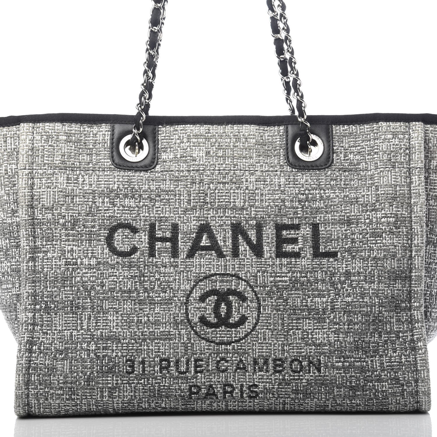 Chanel Canvas Small Deauville Tote Grey 10 of 10