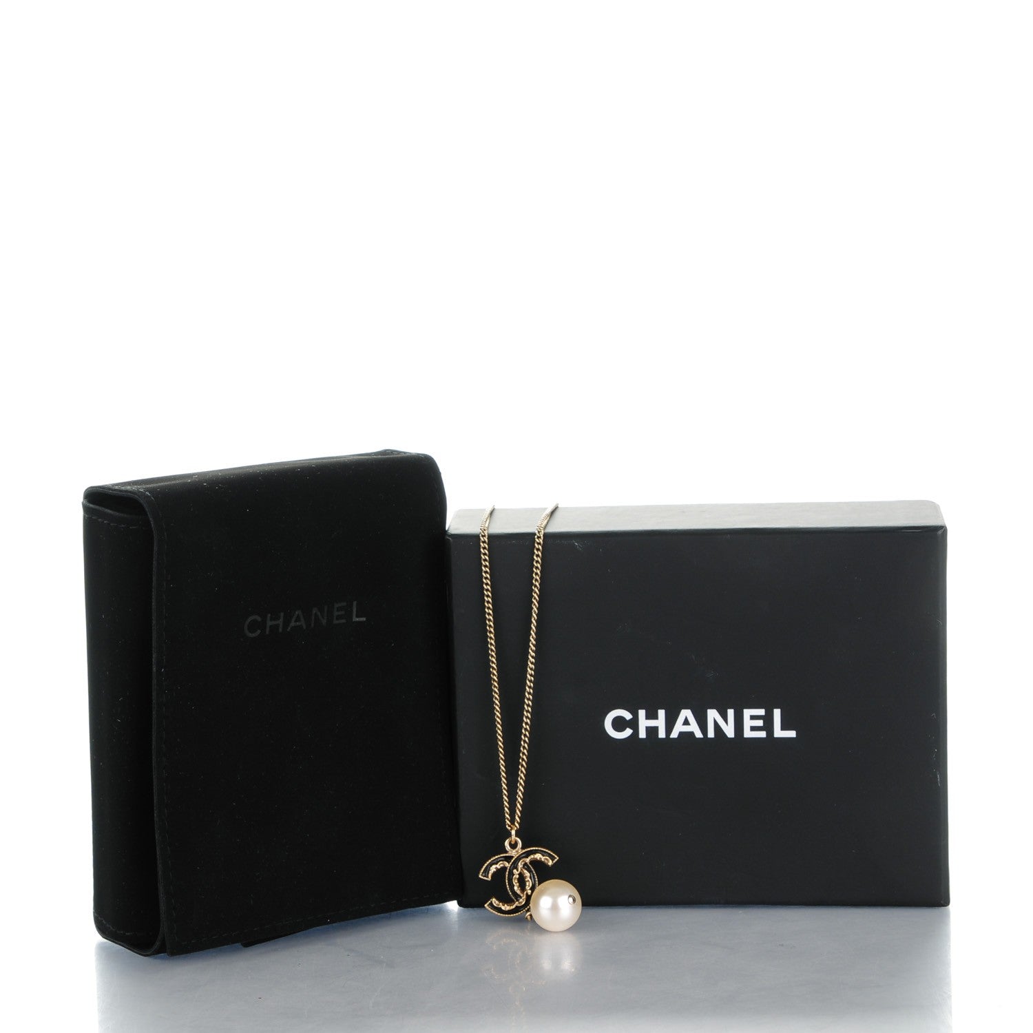 Chanel Enamel CC Baroque Pearl Drop Necklace Black Gold 4 of 4