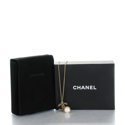 Chanel Enamel CC Baroque Pearl Drop Necklace Black Gold 4 of 4