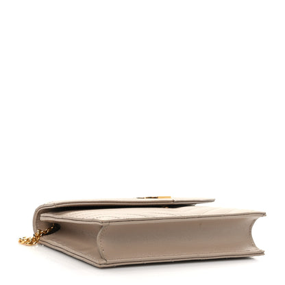 Saint Laurent Grain De Poudre Matelasse Chevron Monogram Envelope Chain Wallet Dark Beige 4 of 9