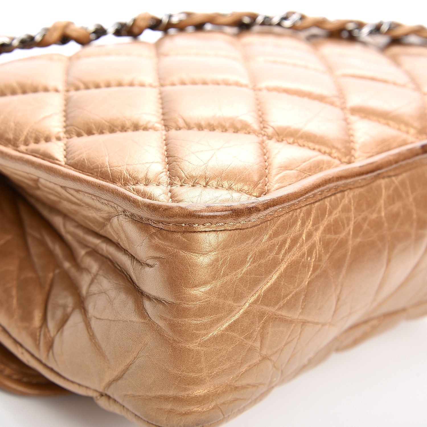 Chanel Aged Calfskin Vintage Ligne Flap Gold 12 of 15