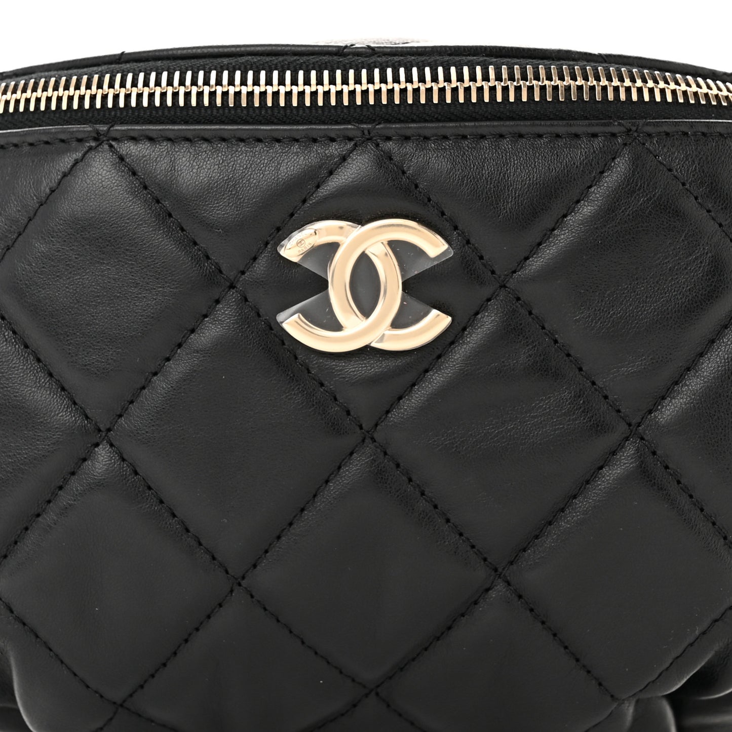 Lambskin Quilted Waist Bag Fanny Pack Black