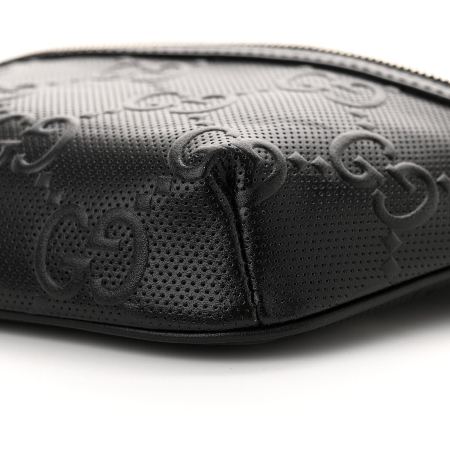 Gucci Calfskin GG Tennis Embossed Belt Bag Black 10 of 11