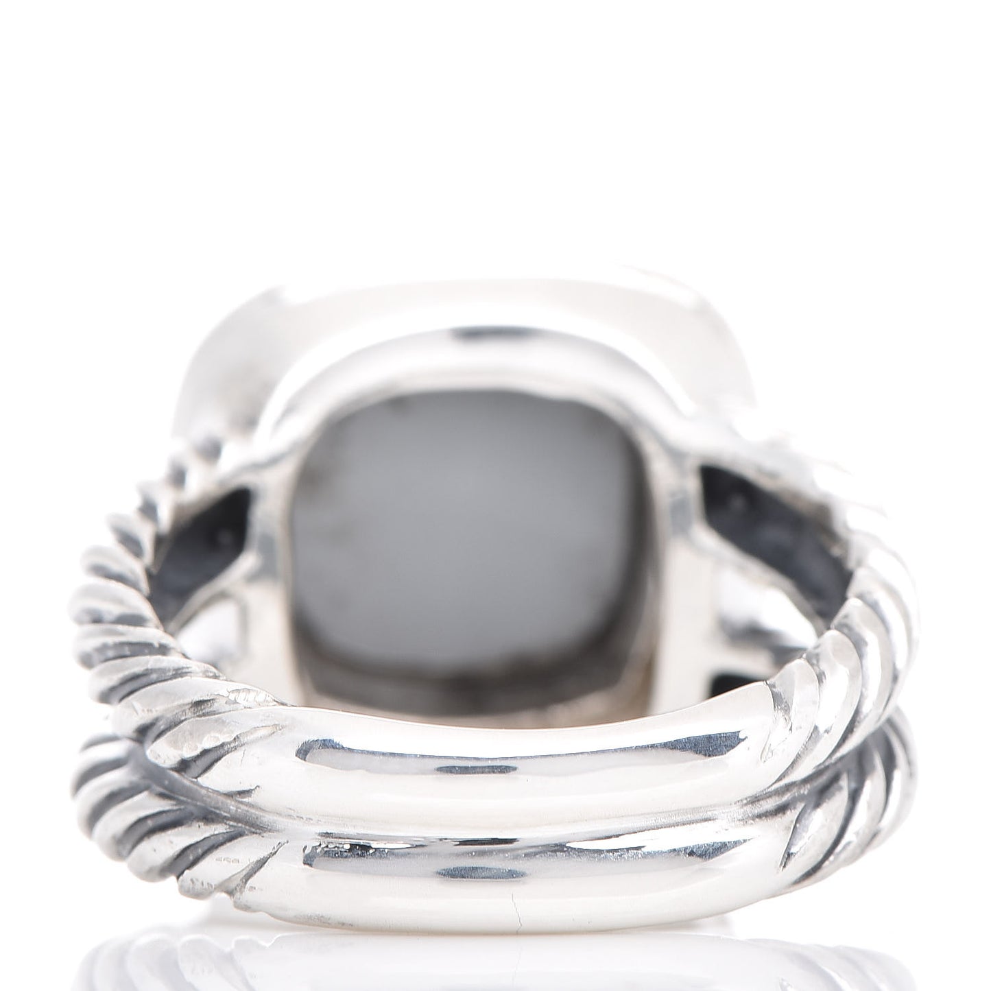 Sterling Silver Diamond Hematite 11mm Albion Ring 50 5.5