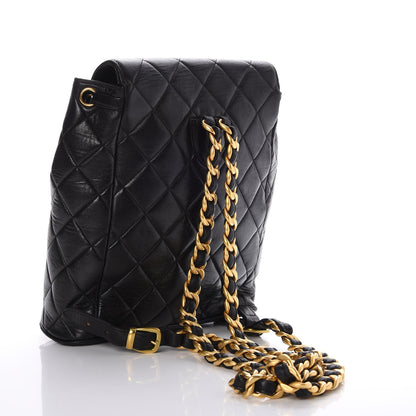 Chanel Lambskin Quilted Drawstring Backpack Black 3 of 7