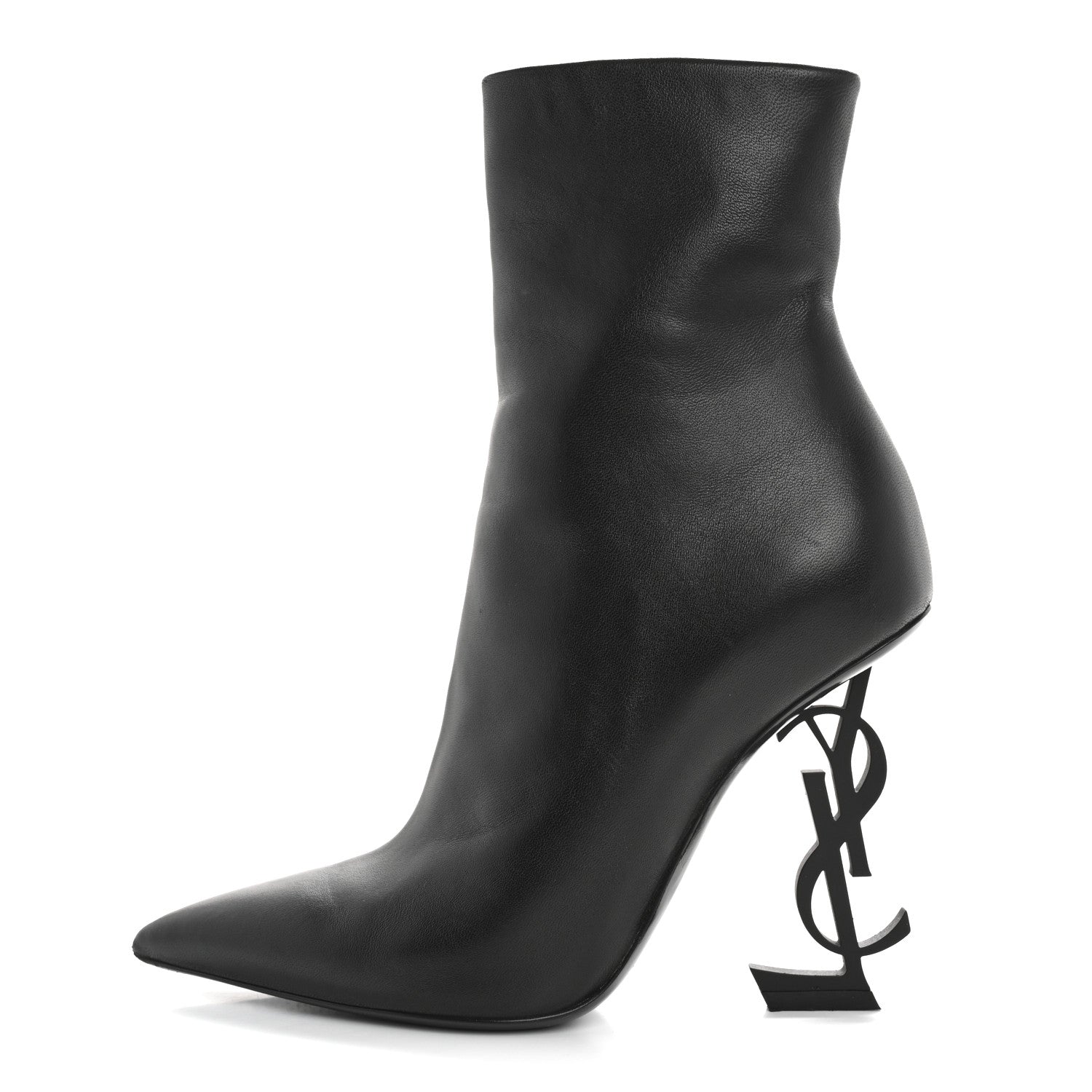 Saint Laurent Calfskin Opyum Ankle Boots 36.5 Black 1 of 9