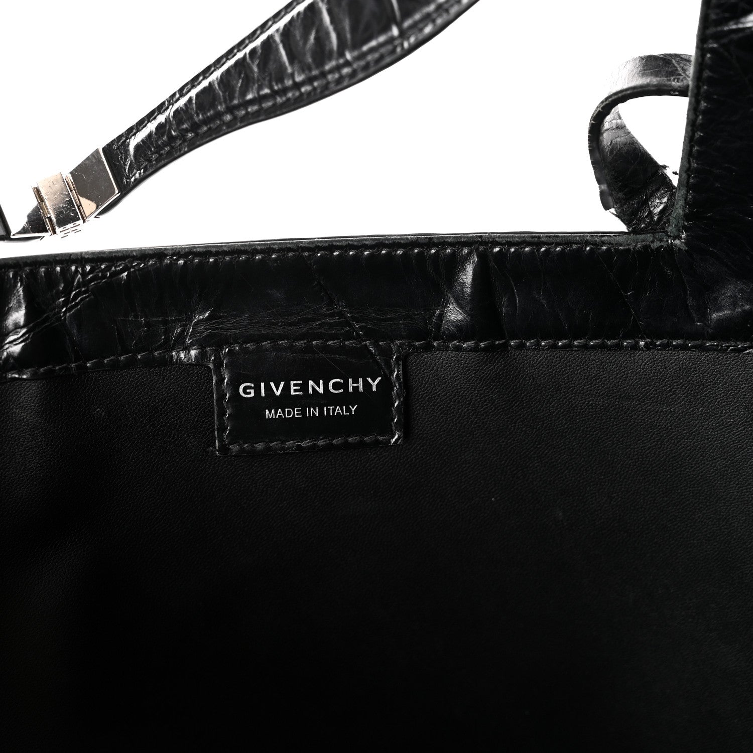 Givenchy Calfskin Crocodile Embossed Large Cut Out Shoulder Bag