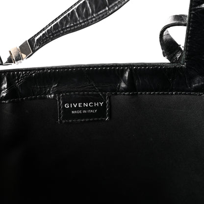 Givenchy Calfskin Crocodile Embossed Large Cut Out Shoulder Bag Black 6 of 10