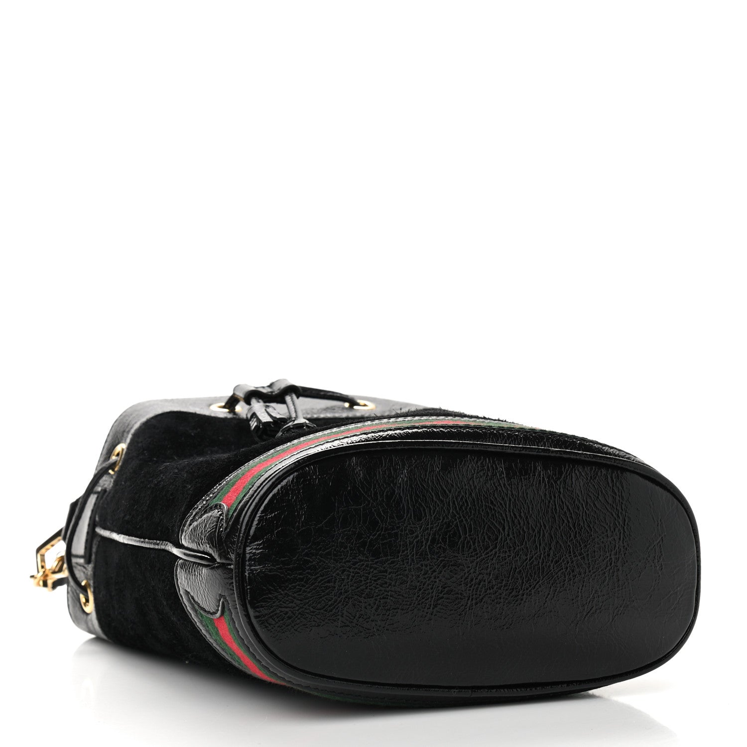 Gucci Suede Patent Web Small Ophidia Bucket Bag Black 4 of 12