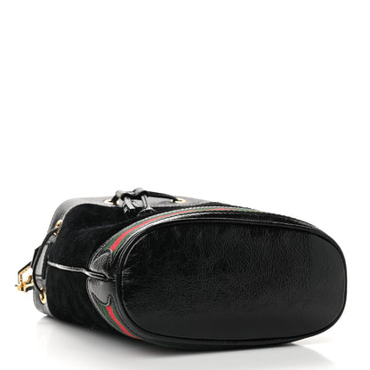 Gucci Suede Patent Web Small Ophidia Bucket Bag Black 4 of 12