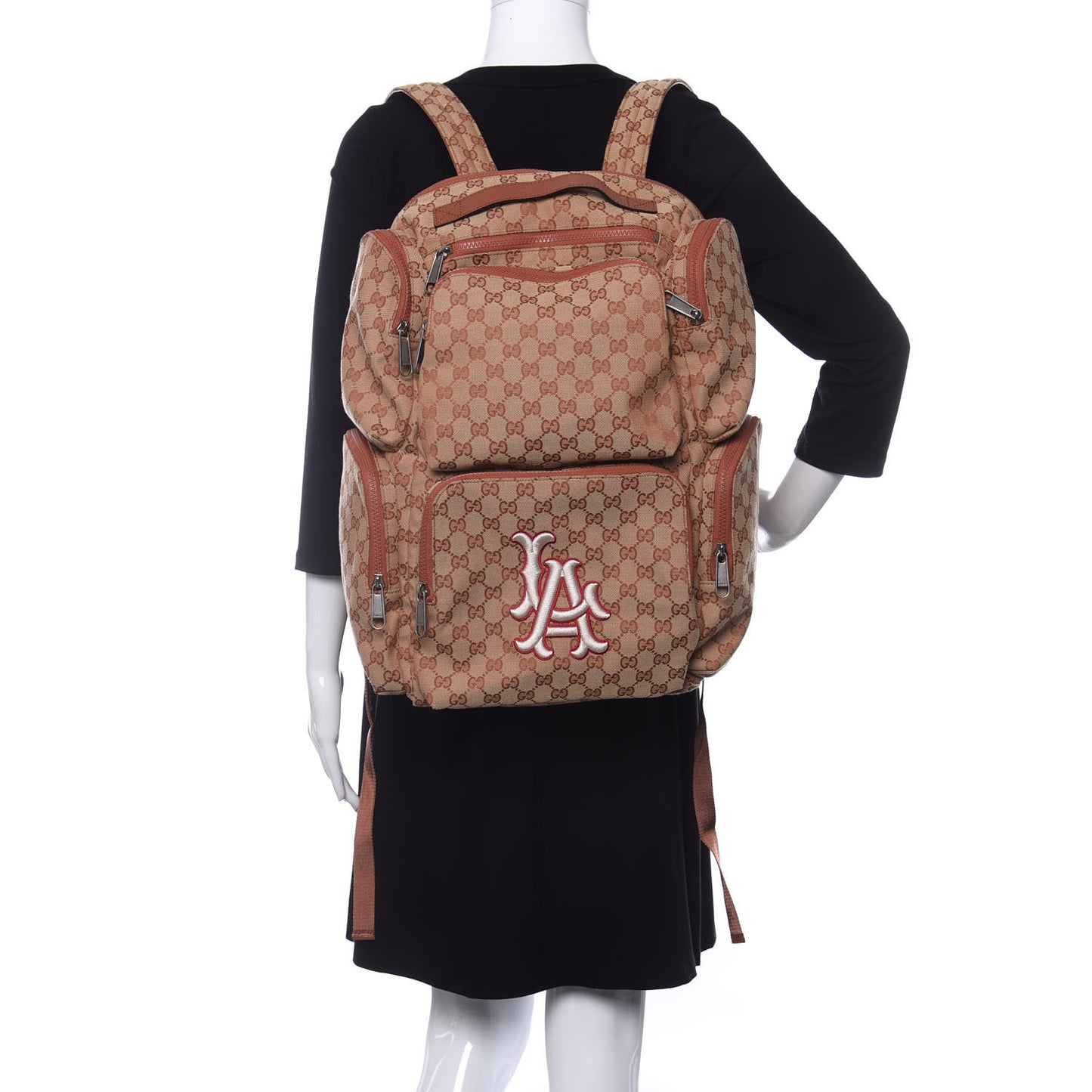 X MLB GG Monogram LA Dodgers Large Backpack Beige Ruggine Ivory